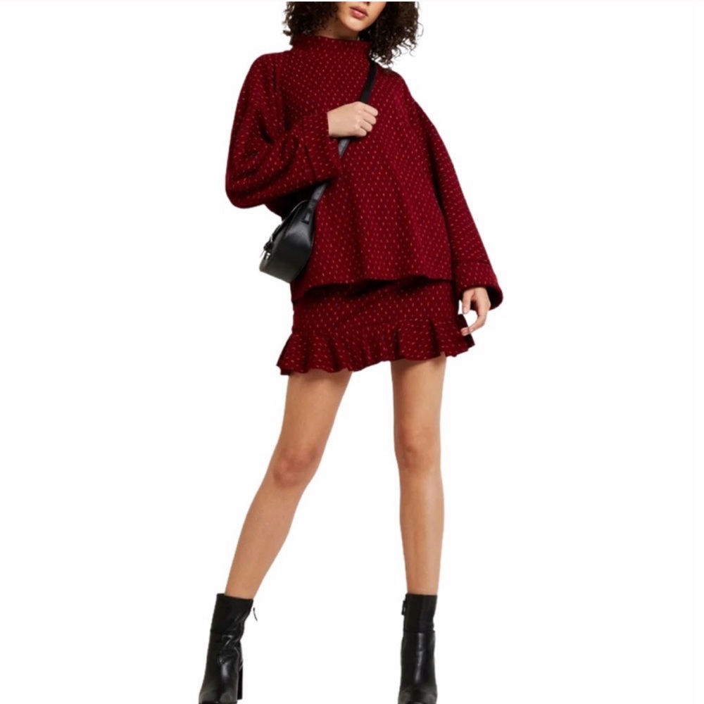 Free People Sweater Mock Neck Sweater & Skirt Set